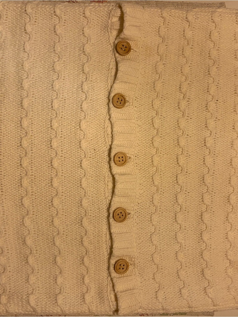 White Cream Cable Knit Wooden Button - Pillow Case